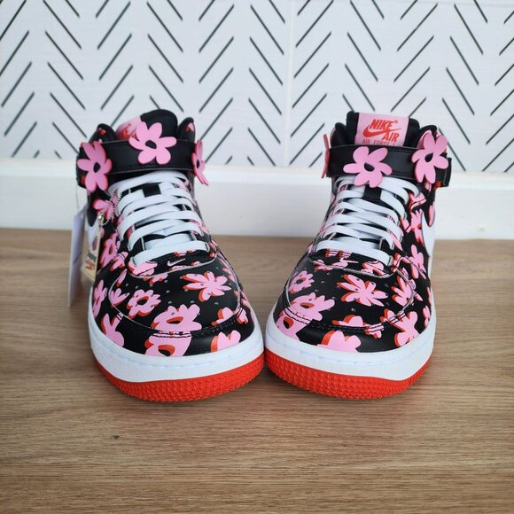 ⭐Nike Air Force 1 Mid Top Easy On Sz 7Y Big Kids Shoes Pink 3D Floral FQ3692-001 - Picture 11 of 14
